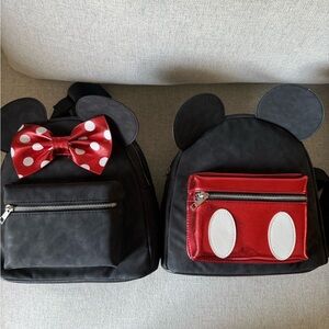 BN Mickey and Minnie suede mini backpack with metallic details